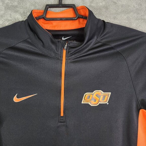 Mens Nike OSU Dri-Fit Elite Shirt 1/4 Zip Pullover Black & Orange Size L - Picture 7 of 15